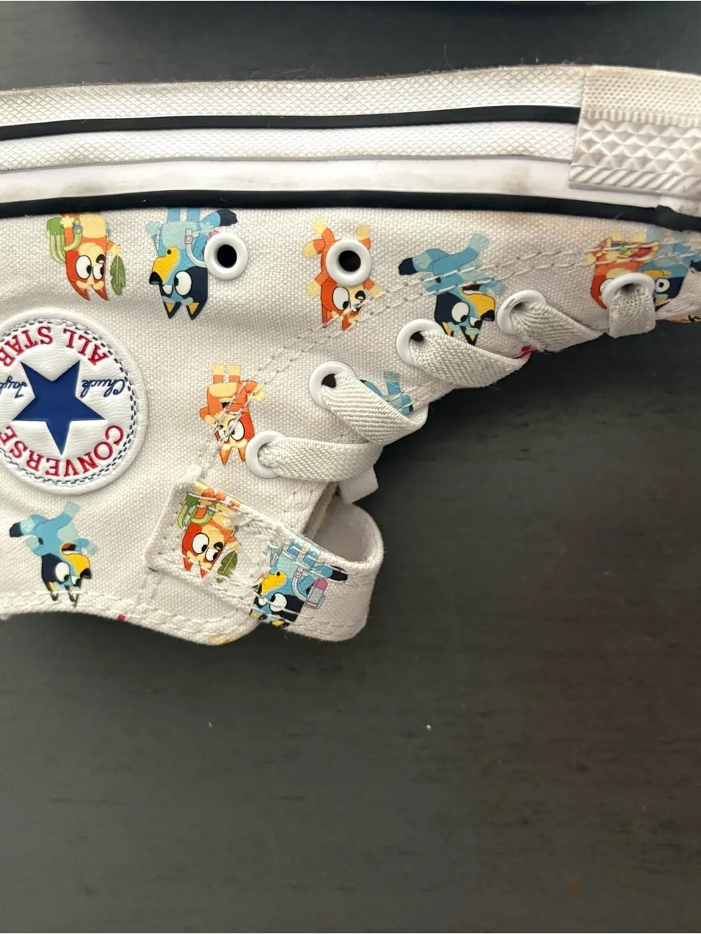 Converse Kids White High-Top Sneakers with Multicolor Character Print